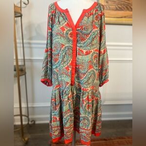 Versona Paisley Drop Waist Midi Dress